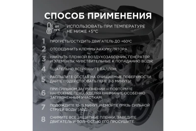 Пенный очиститель-кондиционер двигателя WOG 650 мл