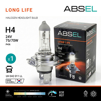 Лампа галогенная H4 P43t 75/70W 24V LONG LIFE