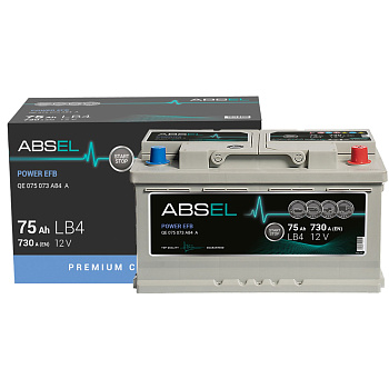 Аккумулятор EFB ABSEL POWER EFB 12V LB4 75Ah 730A (0) ОП (легковая) type EURO (315x175x175)