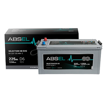 Аккумулятор SLI ABSEL SELECTION EVO HD 12V D6 225Ah 1250A (3) ОП (грузовая) type EURO (516x275x241)