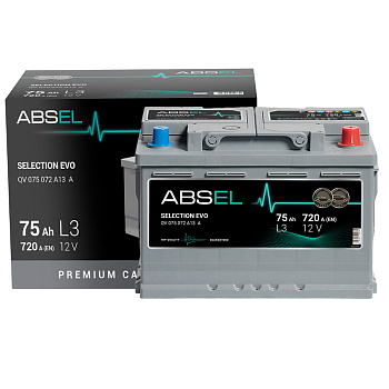 Аккумулятор SLI ABSEL SELECTION EVO 12V L3 75Ah 720A (0) ОП (легковая) type EURO (278x175x190)