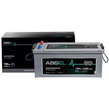 Аккумулятор SLI ABSEL SELECTION EVO HD 12V D5 190Ah 1250A (3) ОП (грузовая) type EURO (510x222x220)