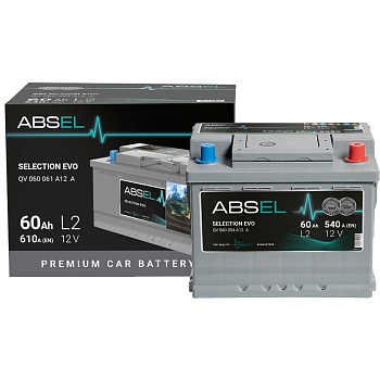 Аккумулятор SLI ABSEL SELECTION EVO 12V L2 60Ah 540A (0) ОП (легковая) type EURO (242x175x190)