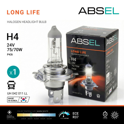 Лампа галогенная H4 P43t 75/70W 24V LONG LIFE