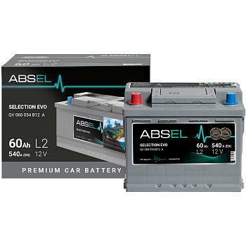 Аккумулятор SLI ABSEL SELECTION EVO 12V L2 60Ah 540A (1) ПП (легковая) type EURO (242x175x190)
