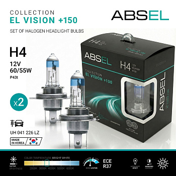 Лампа галогенная H4 P43t 12V 60/55W EL VISION +150 (комплект 2 шт)